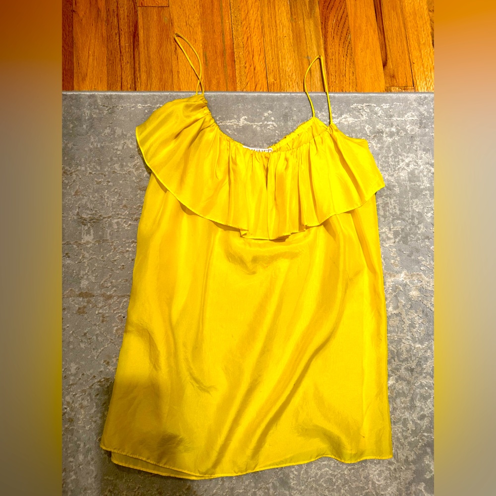 Sunner 100% silk long yellow cami tank small medium